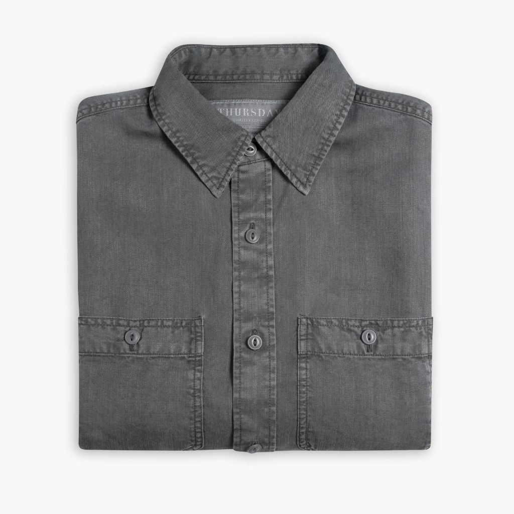 Chambray Workshirt | Charcoal - Image 3