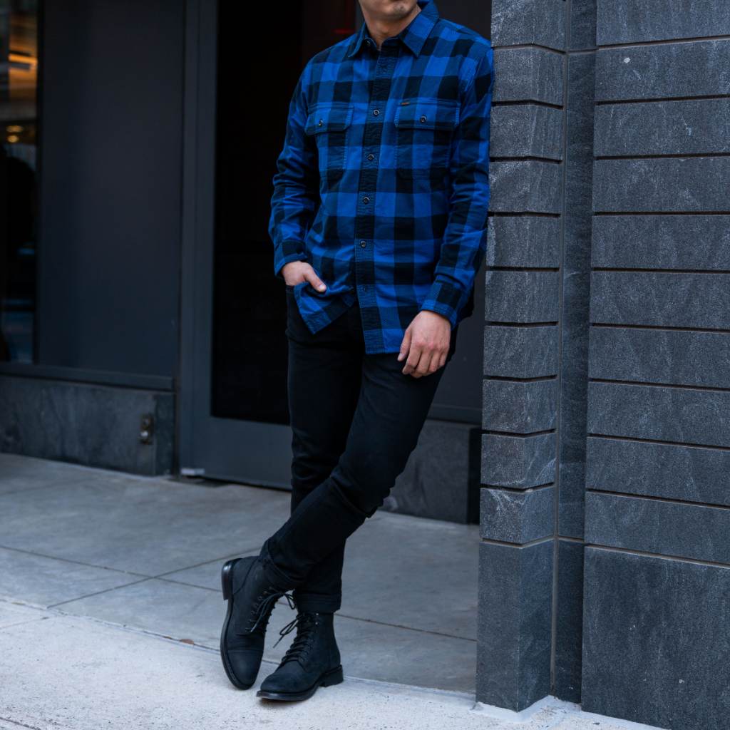 Filson Field Flannel Shirt | Cobalt Blue Black - Image 6