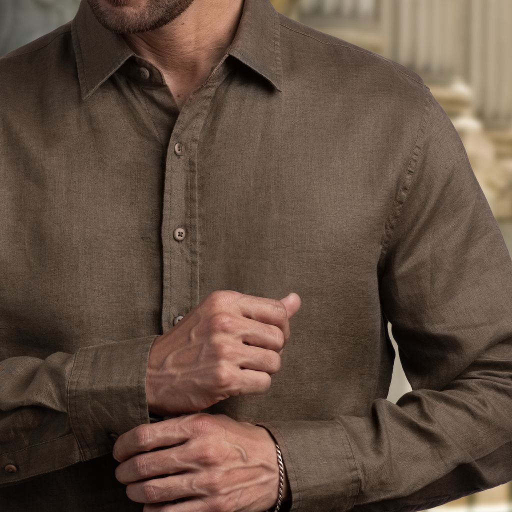 Linen Shirt | Brown - Image 7