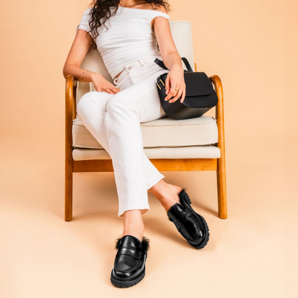 Penny Mule | Black Shearling - Image 7