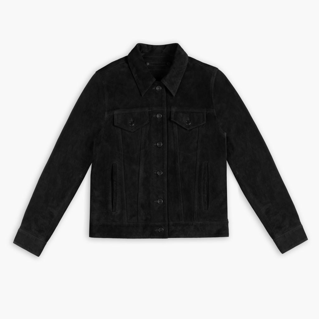 Suede Trucker Jacket | Black - Image 4