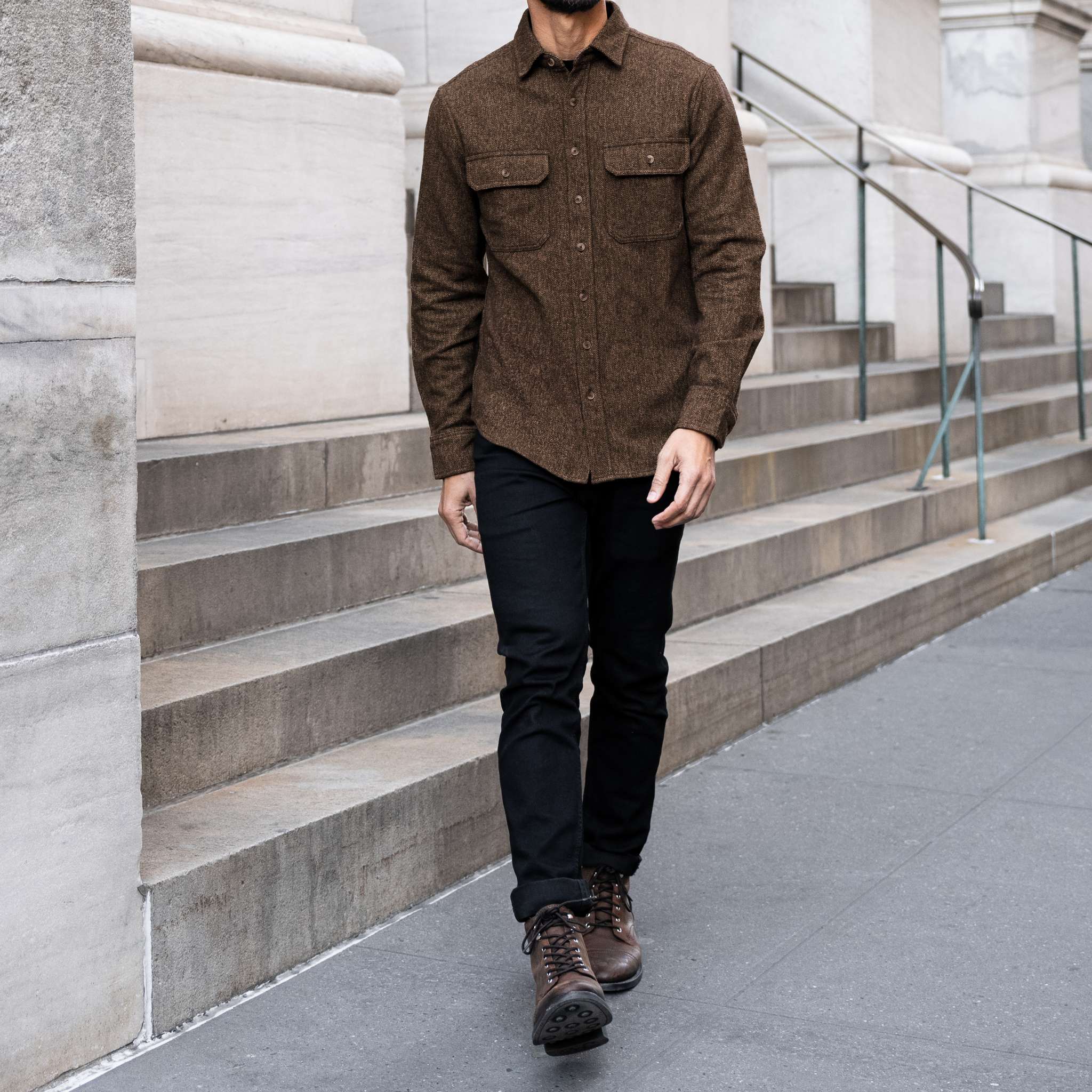 Summit Flannel Shirt | Brown Herringbone - Image 8